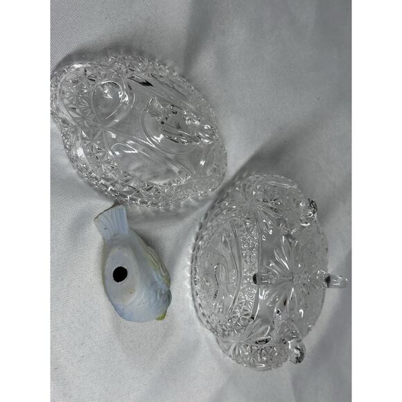 Hofbauer Byrdes Bird Finial Lead Crystal Candy Dish Trinket Box And SM Ornament - Picture 10 of 12